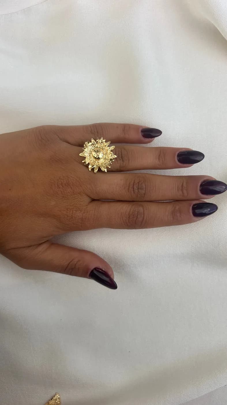 Sunflower ring, טבעת כסף 925 או ציפוי זהב – תמונה 4